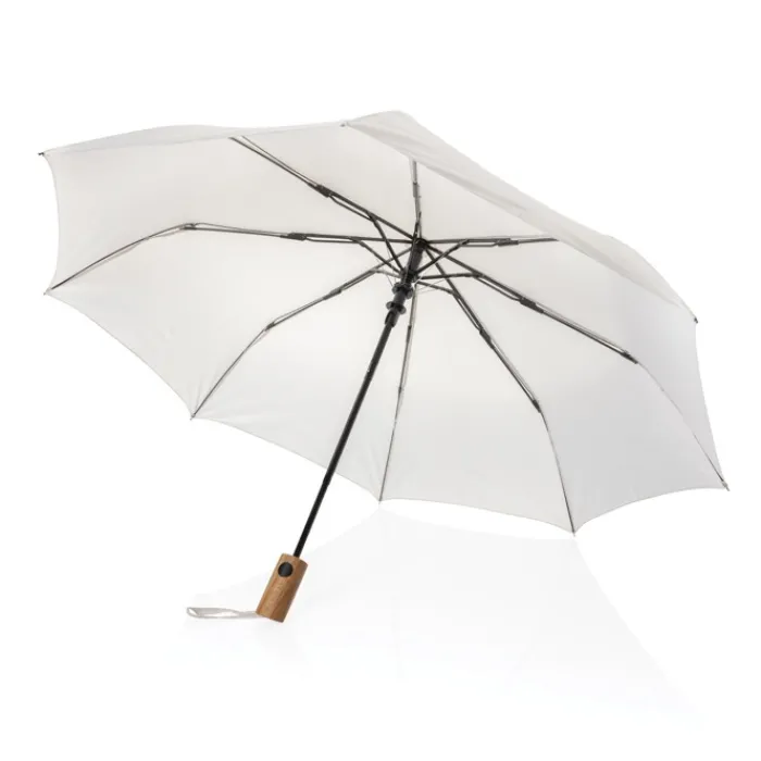 Gift Campaign Piccolo ombrello automatico in rPET con manico in legno Ø97> Ombrelli Pieghevoli