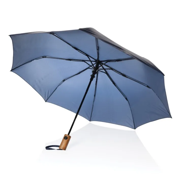 Gift Campaign Piccolo ombrello automatico in rPET con manico in legno Ø97> Ombrelli Pieghevoli