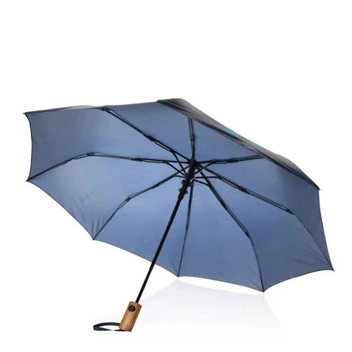 Gift Campaign Piccolo ombrello automatico in rPET con manico in legno Ø97> Ombrelli Pieghevoli