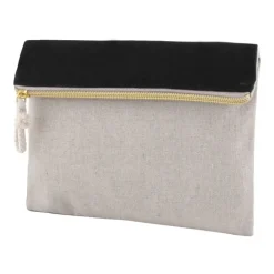 Gift Campaign Pochette bicolore in cotone 280g/m2 e juta 180g/m2 con cerniera dorata></noscript> Pochette Personalizzate