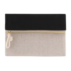 Gift Campaign Pochette bicolore in cotone 280g/m2 e juta 180g/m2 con cerniera dorata></noscript> Pochette Personalizzate