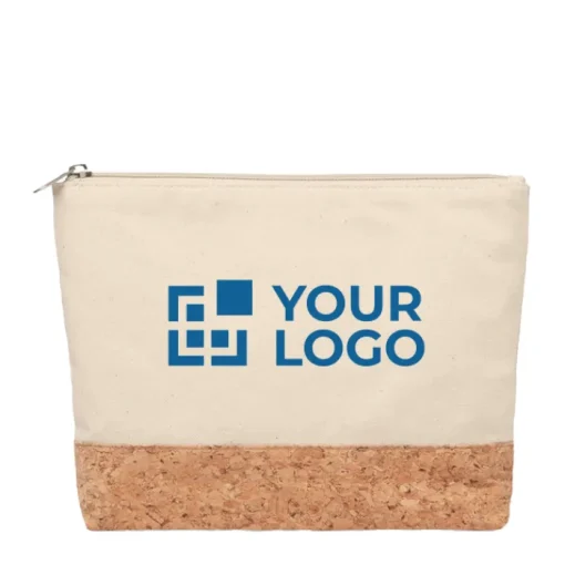 Gift Campaign Pochette con logo in cotone 220g/m2 con fondo in sughero Naturally> Pochette Personalizzate