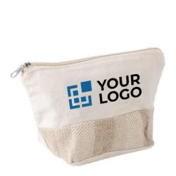 Gift Campaign Pochette con logo in cotone da 280 gr/m2 con dettaglio in juta Craft></noscript> Pochette Personalizzate