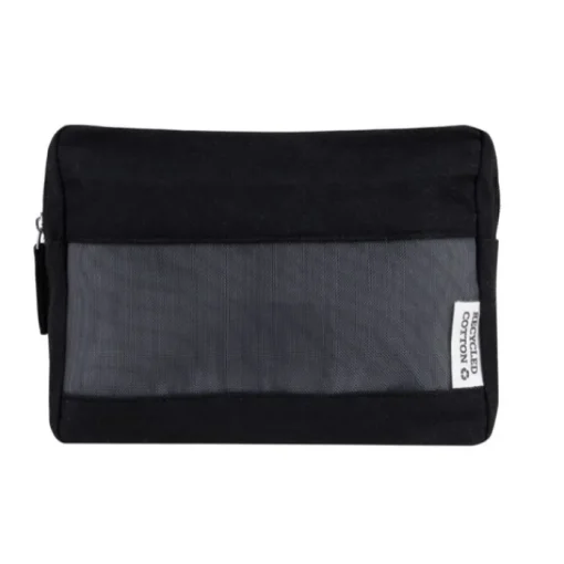 Gift Campaign Pochette in canvas riciclato con rete frontale da 320g/m2> Pochette Personalizzate