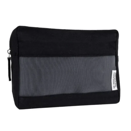 Gift Campaign Pochette in canvas riciclato con rete frontale da 320g/m2> Pochette Personalizzate