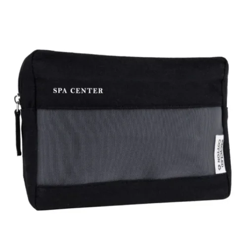 Gift Campaign Pochette in canvas riciclato con rete frontale da 320g/m2> Pochette Personalizzate