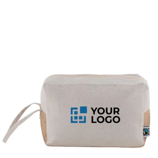 Gift Campaign Pochette in cotone Fairtrade 220g/m2 con base e manico in iuta 330g/m2> Pochette Personalizzate