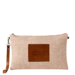 Gift Campaign Pochette in iuta con dettaglio centrale e laccetto in ecopelle></noscript> Pochette Personalizzate