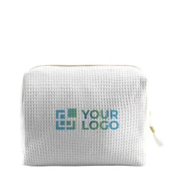 Gift Campaign Pochette in morbido cotone waffle da 240 g/m2 con cerniera dorata></noscript> Pochette Personalizzate
