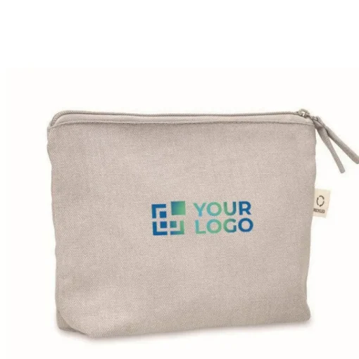 Gift Campaign Pochette in tessuto riciclato da 320 gr/m² con cerniera coordinata> Pochette Personalizzate
