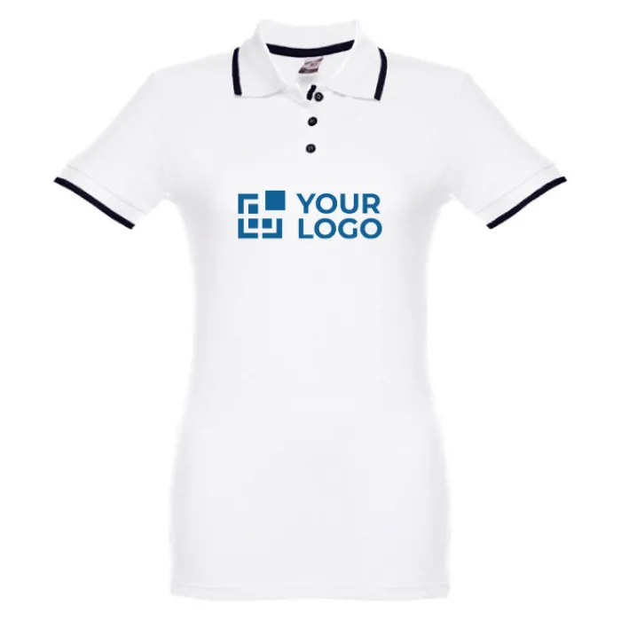 Gift Campaign Polo slim fit bicolore da donna in cotone piquet cardato 210 g/m2 Rome> Polo Personalizzate