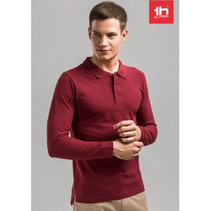 Gift Campaign Polo uomo a maniche lunghe in cotone piquet cardato 210 g/m2 THC Bern> Polo Personalizzate