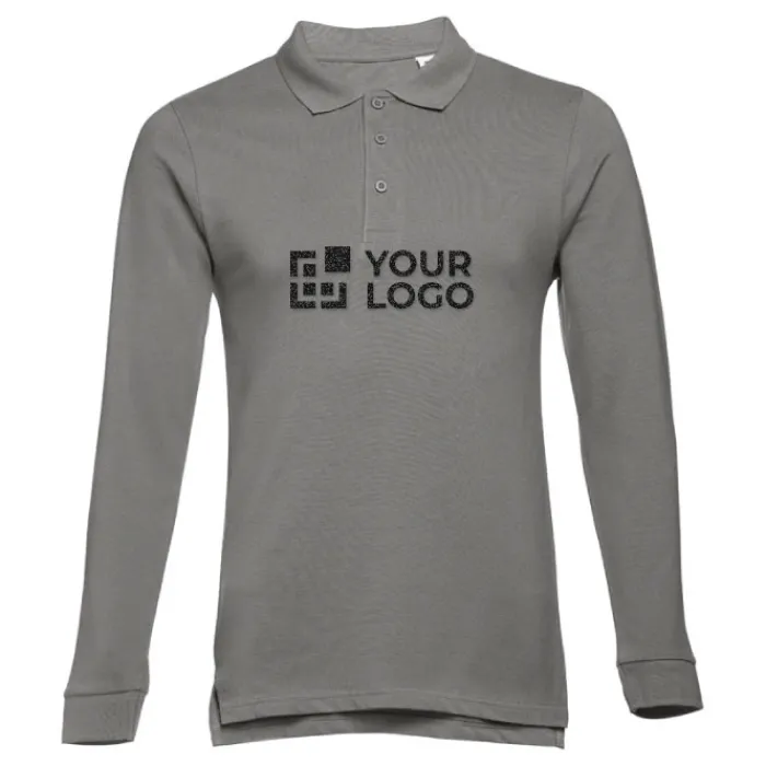 Gift Campaign Polo uomo a maniche lunghe in cotone piquet cardato 210 g/m2 THC Bern> Polo Personalizzate
