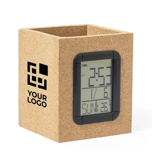 Gift Campaign Porta penne in sughero con logo orologio, calendario e termometro Cork> Portapenne