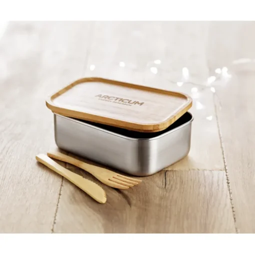 Gift Campaign Porta pranzo con posate personalizzabili e tappo in bambú 600ml Norway> Gadget Ecologici|Porta Pranzo
