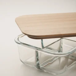 Gift Campaign Porta pranzo in vetro da 800 ml con 3 scomparti e coperchio in bambù></noscript> Porta Pranzo