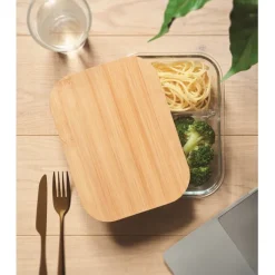 Gift Campaign Porta pranzo in vetro da 800 ml con 3 scomparti e coperchio in bambù></noscript> Porta Pranzo