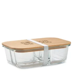 Gift Campaign Porta pranzo in vetro da 800 ml con 3 scomparti e coperchio in bambù></noscript> Porta Pranzo