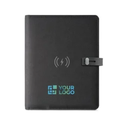 Gift Campaign Portablocco con logo A5 caricatore wireless e tasca smartphone Charger><noscript><img width=