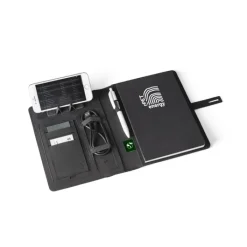 Gift Campaign Portablocco con logo A5 caricatore wireless e tasca smartphone Charger><noscript><img width=