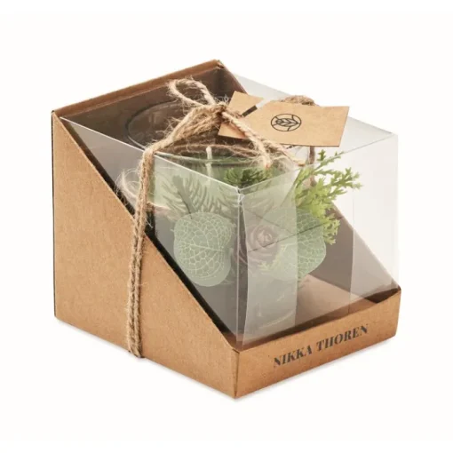 Gift Campaign Portacandela di vetro con decorazione boschiva in scatolina Forest> Gadget Natalizi