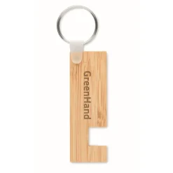 Gift Campaign Portachiavi aziendale in bambù con supporto smartphone Phone Support></noscript> Portachiavi In Legno