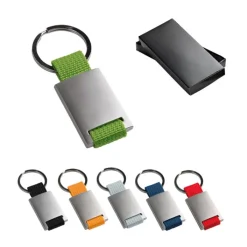 Gift Campaign Portachiavi con fascia colorata e pallca in metallo per logo Colors></noscript> Portachiavi In Metallo