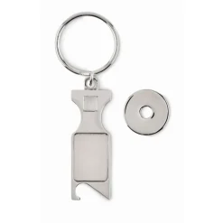 Gift Campaign Portachiavi con logo apribottiglie con gettone carrello spesa Token> Portachiavi In Metallo