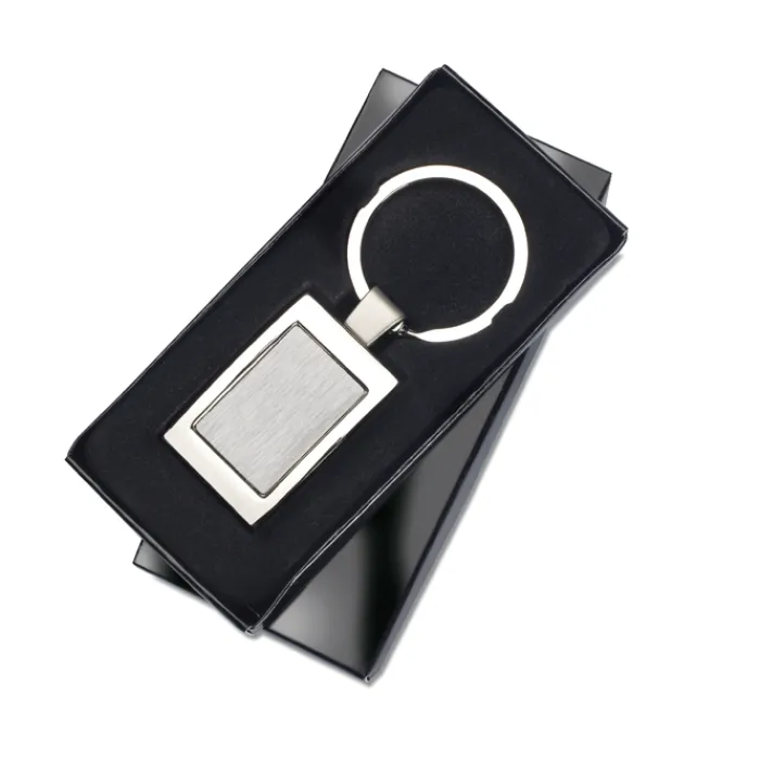 Gift Campaign Portachiavi con logo elegante in zinco in confezione singola Chrome> Portachiavi In Metallo