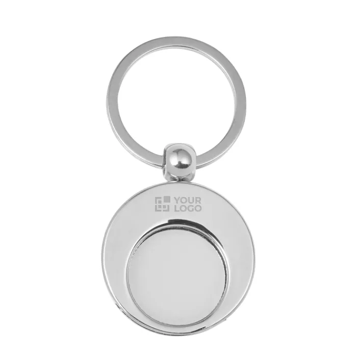 Gift Campaign Portachiavi con logo rotondo in metallo con gettone carrello KeyCoin> Portachiavi In Metallo