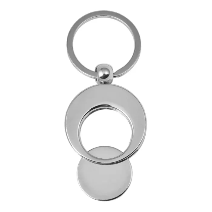 Gift Campaign Portachiavi con logo rotondo in metallo con gettone carrello KeyCoin> Portachiavi In Metallo