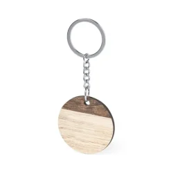 Gift Campaign Portachiavi con logo rotondo bicolore con anello SimpleWood> Portachiavi In Legno