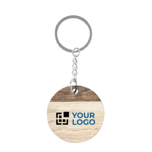 Gift Campaign Portachiavi con logo rotondo bicolore con anello SimpleWood> Portachiavi In Legno