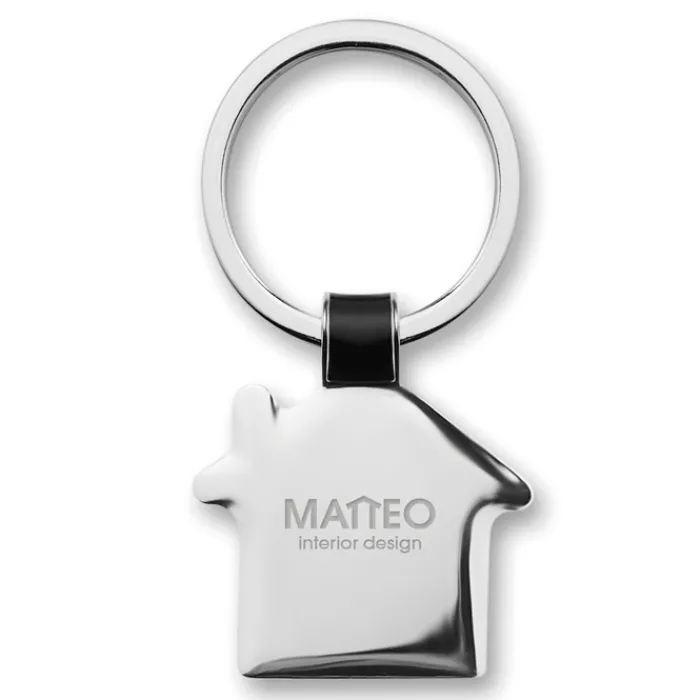 Gift Campaign Portachiavi gadget metallico lucido a forma di casetta Domus> Portachiavi In Metallo