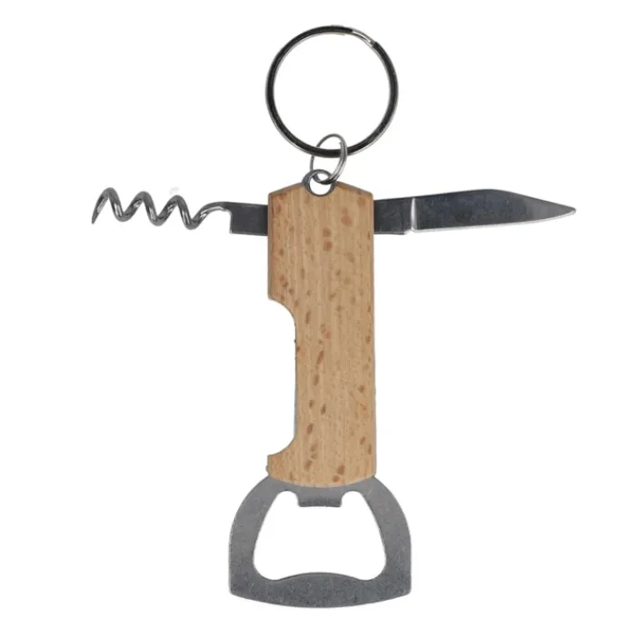 Gift Campaign Portachiavi in bambù con apribottiglie e cavatappi> Portachiavi Apribottiglie|Apribottiglie Personalizzati