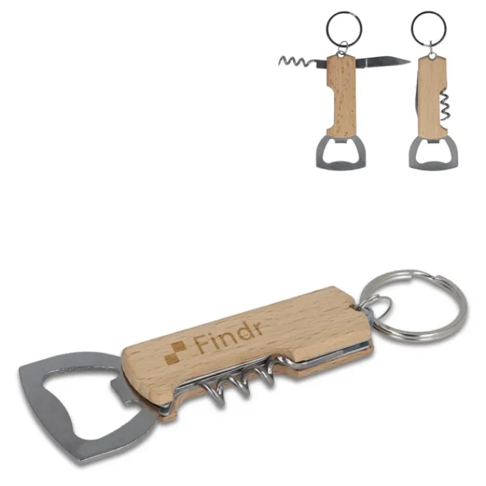 Gift Campaign Portachiavi in bambù con apribottiglie e cavatappi> Portachiavi Apribottiglie|Apribottiglie Personalizzati