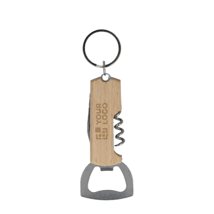 Gift Campaign Portachiavi in bambù con apribottiglie e cavatappi> Portachiavi Apribottiglie|Apribottiglie Personalizzati