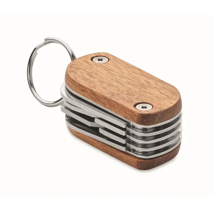 Gift Campaign Portachiavi in di acacia con coltellino multiuso a 7 funzioni> Portachiavi In Legno