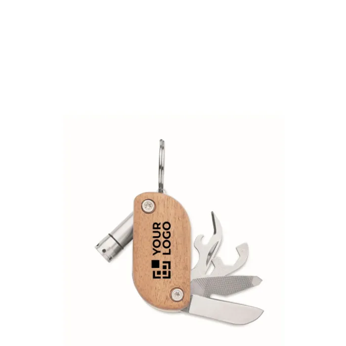 Gift Campaign Portachiavi in di acacia con coltellino multiuso a 7 funzioni> Portachiavi In Legno
