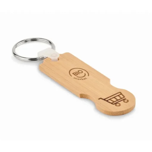 Gift Campaign Portachiavi in rettangolare con gettone carrello spesa Trolley> Portachiavi In Legno