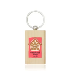 Gift Campaign Portachiavi in legno rettangolare con anello in metallo><noscript><img width=