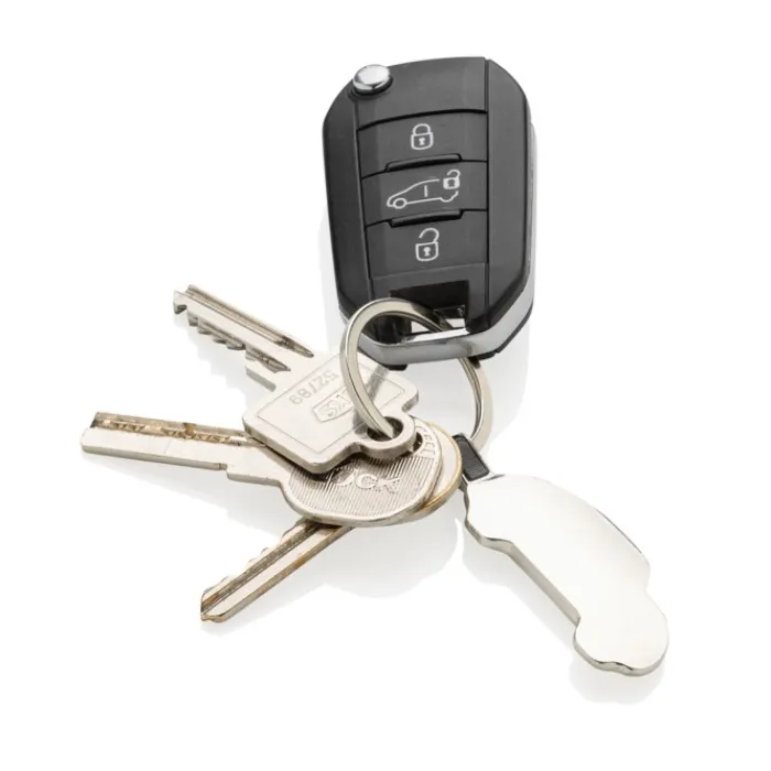 Gift Campaign Portachiavi in metallo con incisione a forma di auto in lega di zinco riciclato> Portachiavi In Metallo