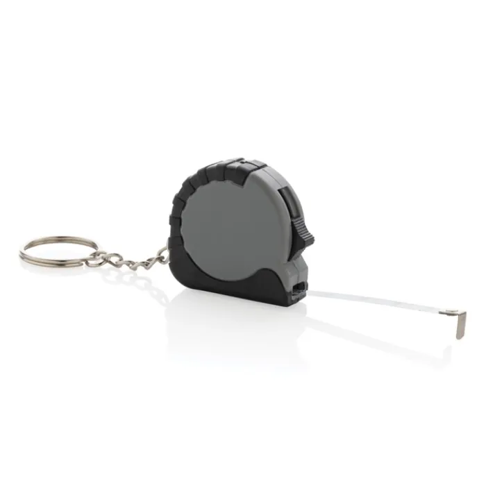Gift Campaign Portachiavi in plastica riciclata e acciaio con metro a nastro 1M> Portachiavi In Metallo