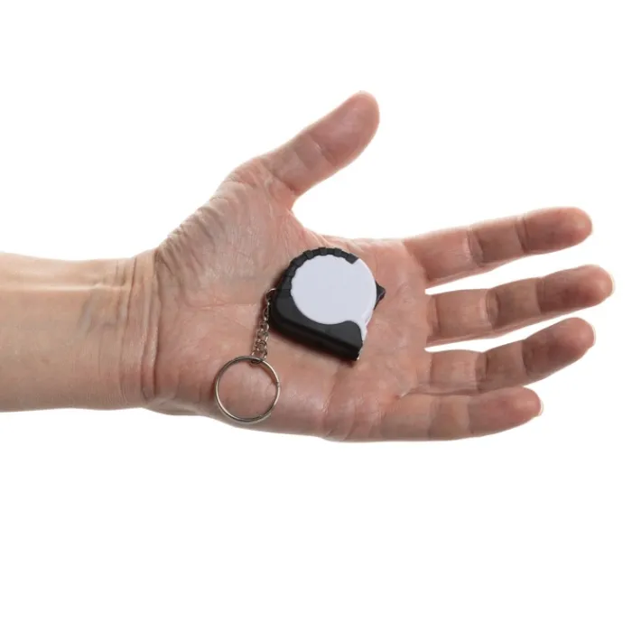 Gift Campaign Portachiavi in plastica riciclata e acciaio con metro a nastro 1M> Portachiavi In Metallo