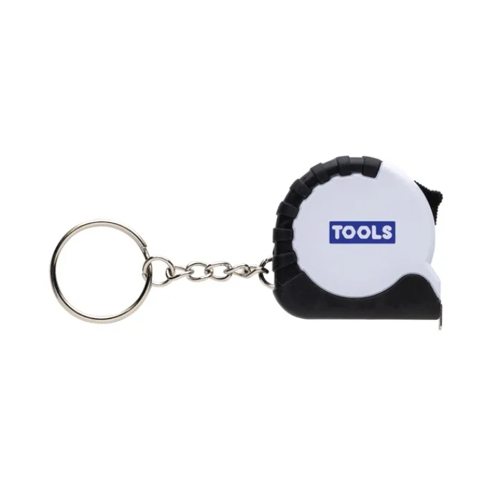 Gift Campaign Portachiavi in plastica riciclata e acciaio con metro a nastro 1M> Portachiavi In Metallo