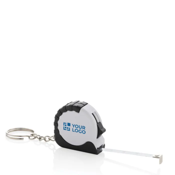 Gift Campaign Portachiavi in plastica riciclata e acciaio con metro a nastro 1M> Portachiavi In Metallo