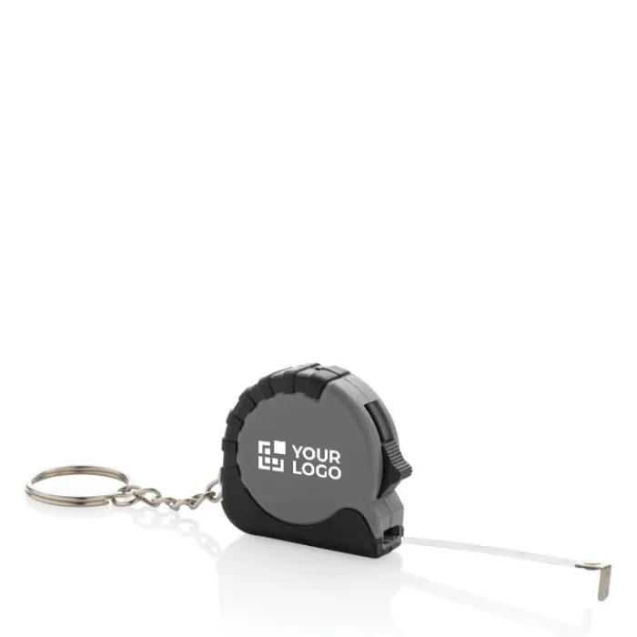 Gift Campaign Portachiavi in plastica riciclata e acciaio con metro a nastro 1M> Portachiavi In Metallo