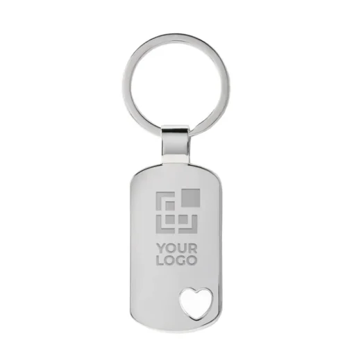 Gift Campaign Portachiavi personalizzato metallico e dettaglio cuore fustellato ILove> Portachiavi In Metallo