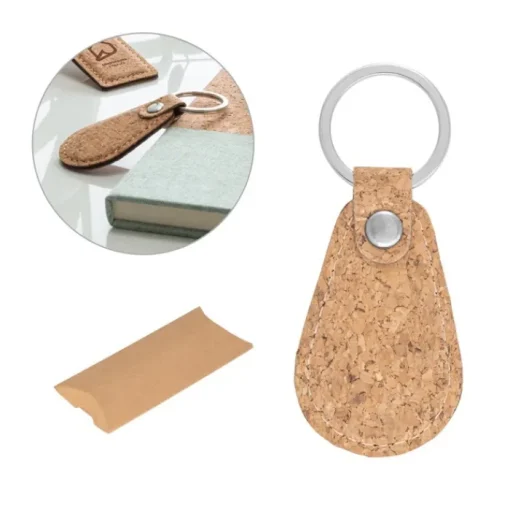 Gift Campaign Portachiavi personalizzato in sughero a goccia scatola Kraft Cork Oval> Portachiavi In Legno