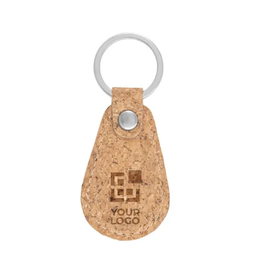 Gift Campaign Portachiavi personalizzato in sughero a goccia scatola Kraft Cork Oval> Portachiavi In Legno